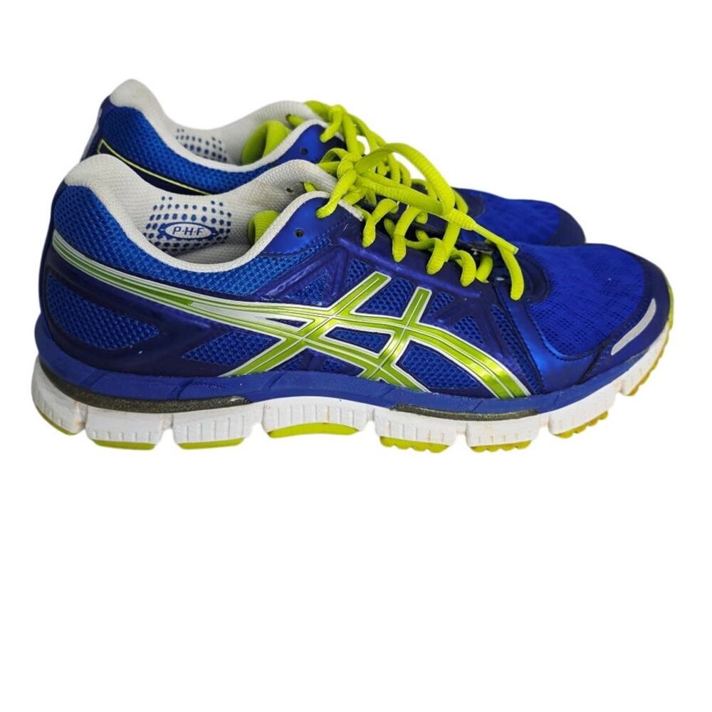 Asics Blue Lime Running Shoes Men's Athletic Trainer Sneaker Comfort Sport T222N